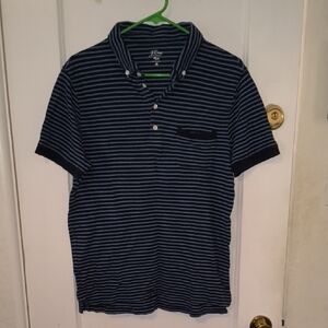 J. Crew | Men's Polo - Dark Blue and White Stripes